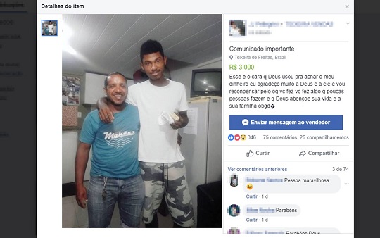 Homem acha envelope com R$ 3 mil na Bahia, devolve a dono e recusa recompensa: ‘Obrigação’